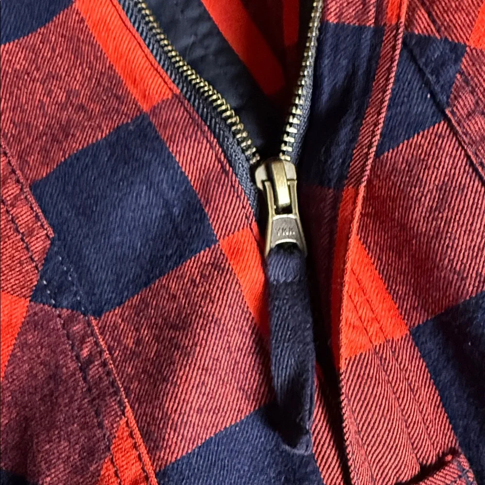 J.CREW buffalo check flannel shirt-jacket in red and black/navy blue SMALL NWT